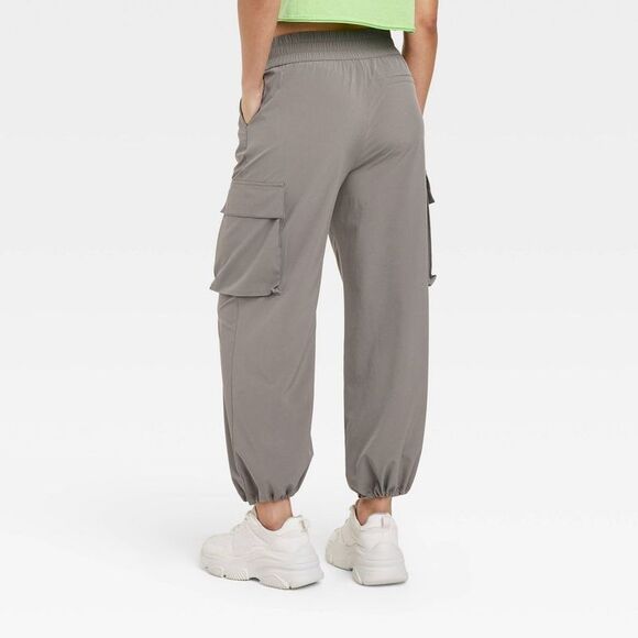 Open Box - JoyLab -  Women's Cinch Hem Woven Cargo Pants High Ri Gray - Picture 2 of 3